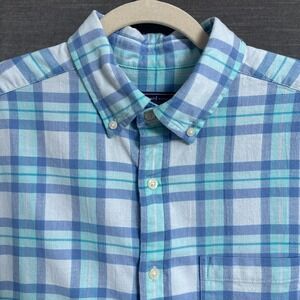 Vineyard Vines Shirt M Blue Plaid Lightweight Flannel Button Down Casual Classic